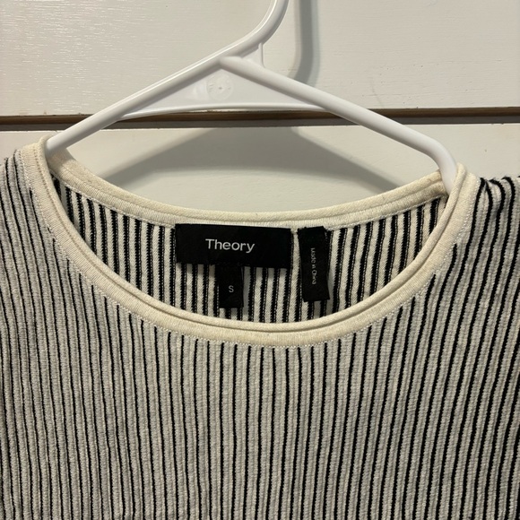 Theory Canelis Knit Stripe Black & White Peplum Tank Top - Picture 6 of 6